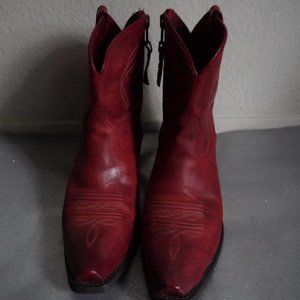 Ariat Red Lovely Grenadine Leather Ankle Cowboy Boots/Booties Size US 8.5